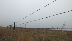 pasture windmill barbed wire fence line