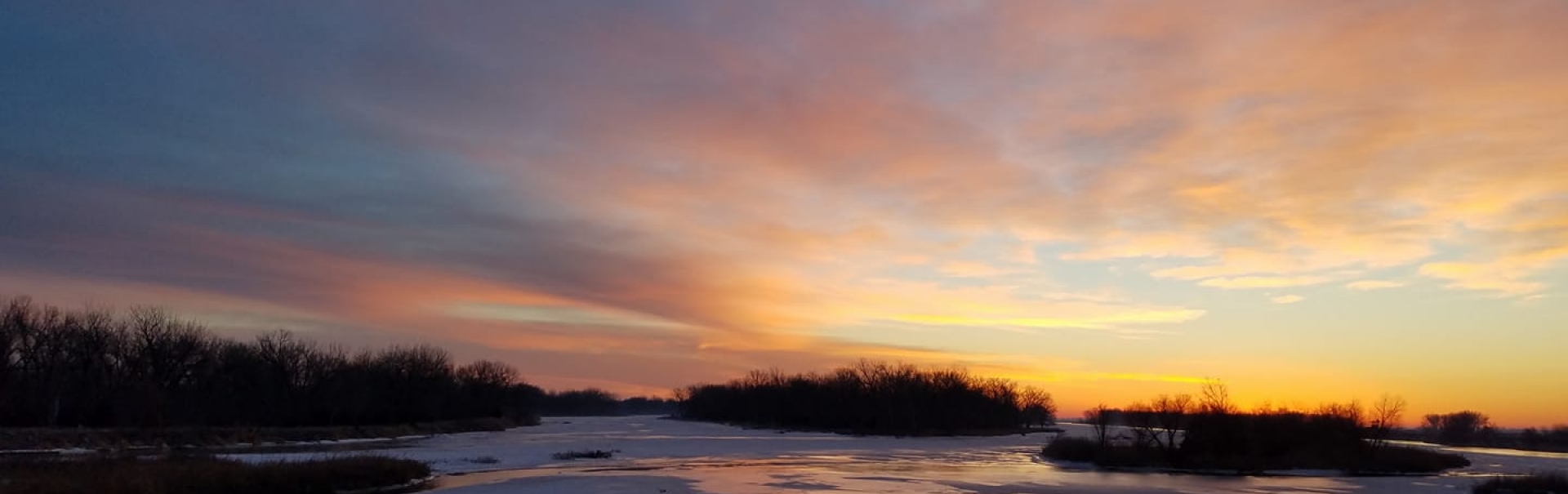 Frozen Platte River at Sunrise Nebraska